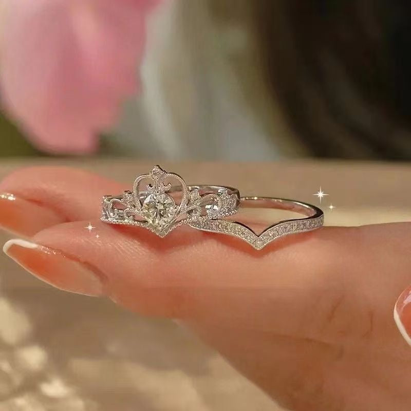 2pc Light Luxury Crown Ring