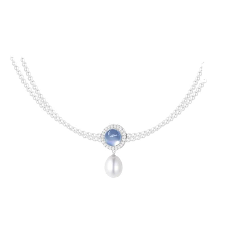 Natural Aquamarine Freshwater Pearl Necklace