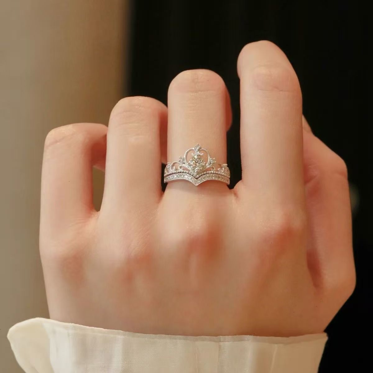 2pc Light Luxury Crown Ring