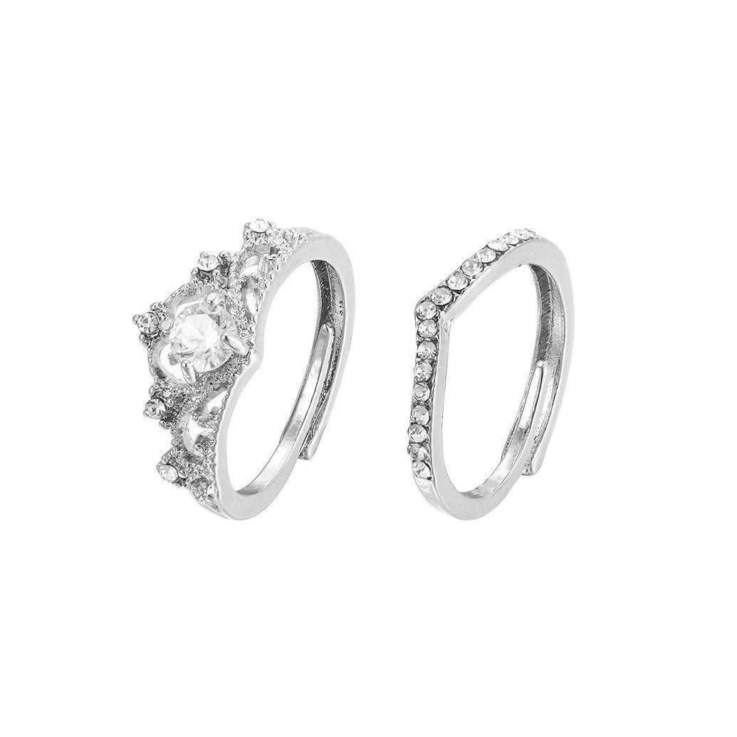2pc Light Luxury Crown Ring