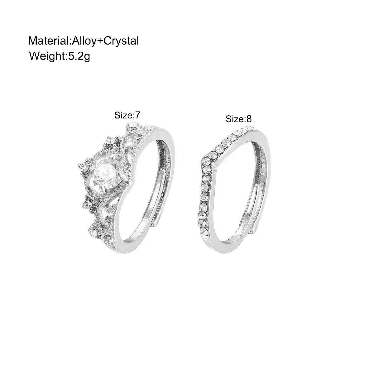 2pc Light Luxury Crown Ring
