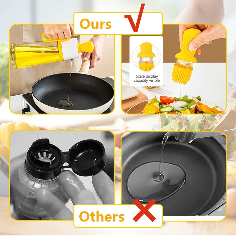 2 In 1  Oil Dispenser With Silicon Brush