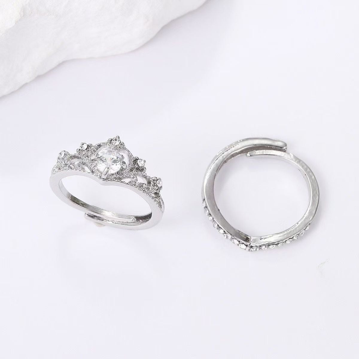 2pc Light Luxury Crown Ring