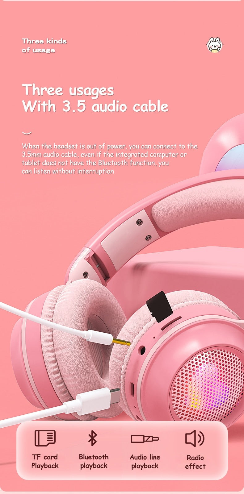 Rabbit Ear Wireless Headphones