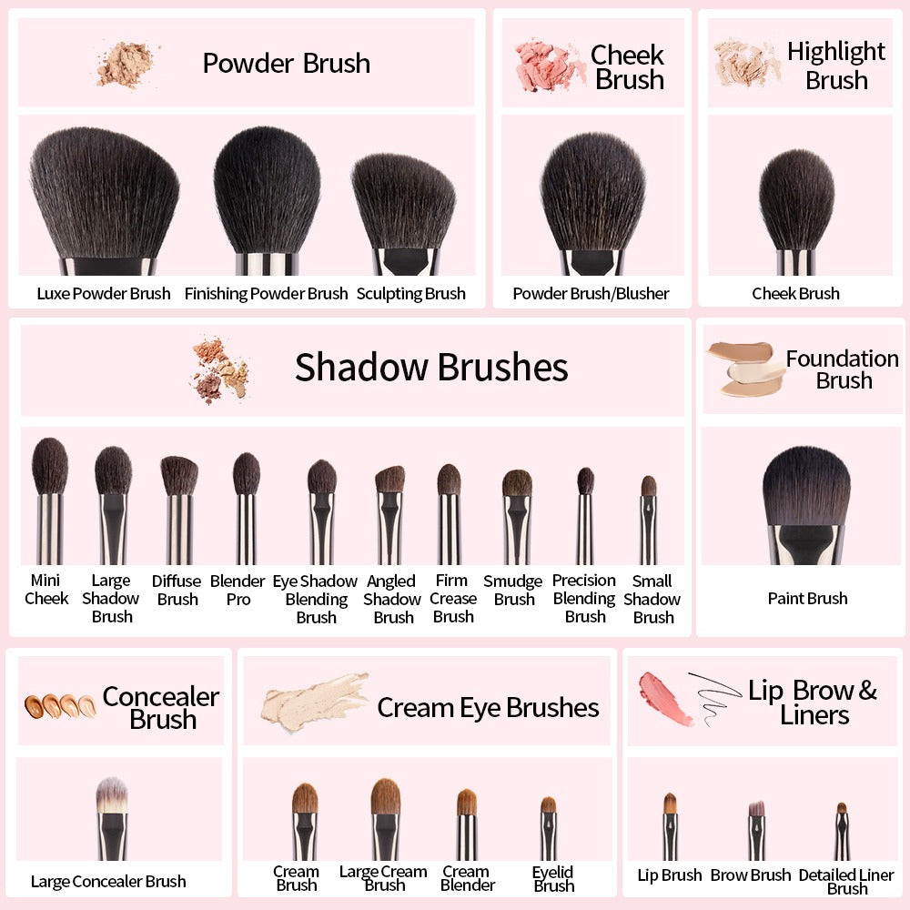 Natural Makeup Brushes Set